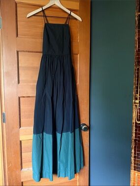Bassike Black and Green Colorblock Maxi Dress